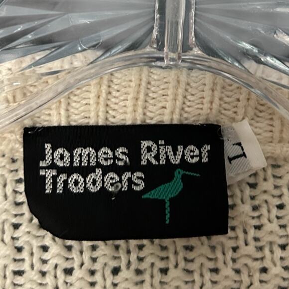 James River Traders VTG Cotton Cable Knit  Sweater Women’s Large Beige Fisherman - Picture 2 of 4